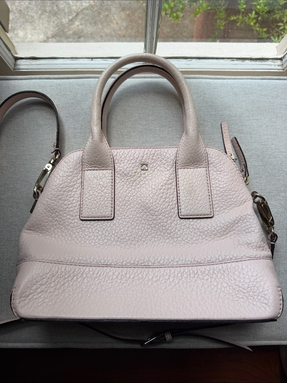 Kate Spade Pink Pebbled Leather Dome Satchel with Detachable Strap